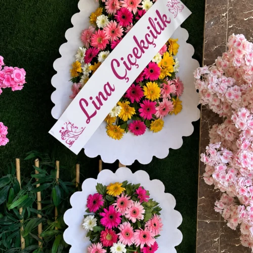 Avcılar için Renkli Gerbera Düğün ve Açılış Çelengi